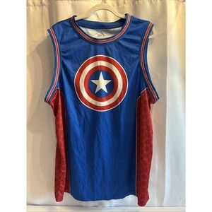 Marvel Comics Sleeveless Captain America Jersey Blue Red White Mens Size 2X